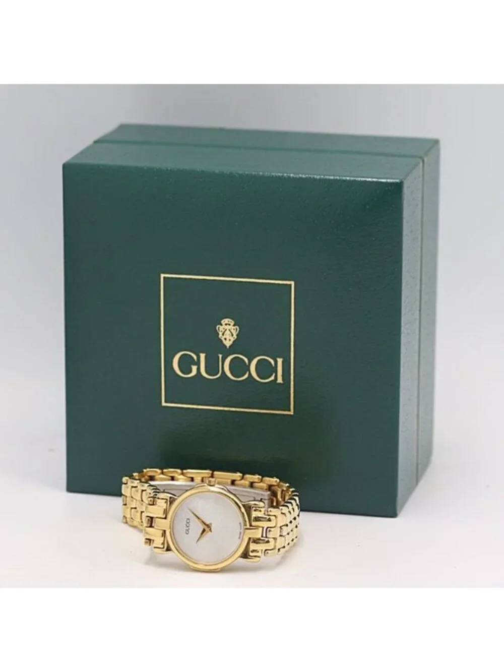 Gucci Boxed Quartz White Shell Dial Watch